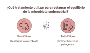 Los tratamientos para restaurar la microbiota endometrial suelen ser probióticos o antibitóticos.